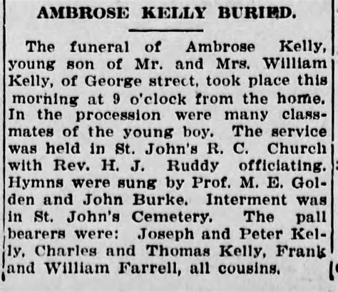 Ambrose Kelly 1900 1914 Find A Grave Memorial