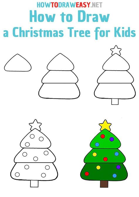 How To Draw A Christmas Tree For Kids Step By Step Christmas Drawings