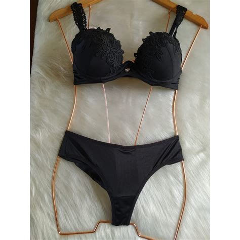 Conjunto De Lingerie Preto Duzani Shopee Brasil