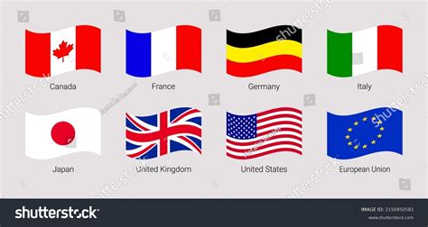 Group Seven Flags Vector Illustration G7 Stock Vector (Royalty Free ...