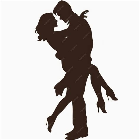 Silhouette Of A Man Holding A Woman In His Arms Looking At Each Other