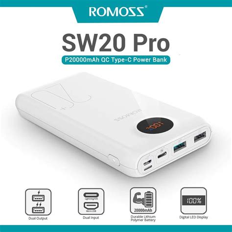 ข้อเสนอพิเศษromoss Sw20 Pro 20000mah Power Bank 18w Dual Quick Charge Three Input And Two Output