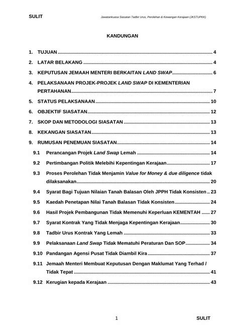 PDF LAND SWAP DI KEMENTERIAN 6 OBJEKTIF SIASATAN 12 LAPORAN AKHIR