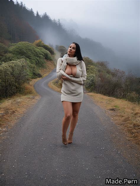 Porn Image Of Photo Straight Hair Sad Black Hair Mountains Italian Jacket Created By AI