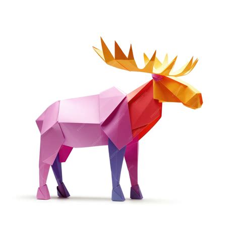 Premium Ai Image Origami Moose Isolated On White Background