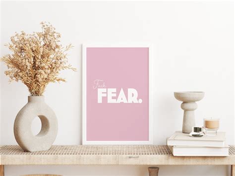 Fuck Fear Pink Wall Art Neutral Wall Art Funny Wall Art Minimalist Printable Wall Art