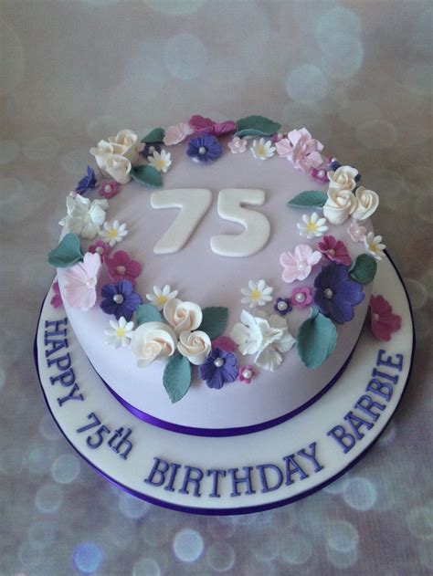 75th Birthday Cake Wth Handmade Sugar Flowers 75 Birthday Cake 75th