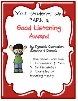 Good Listener Award by Dynamic Counselors | Teachers Pay Teachers