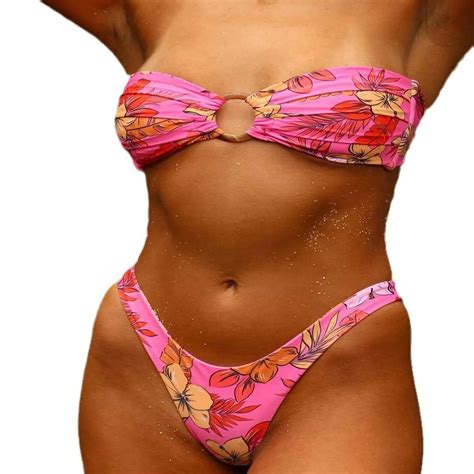 Traje De Ba O De Dos Piezas Para Mujer Conjunto De Bikini Estampado