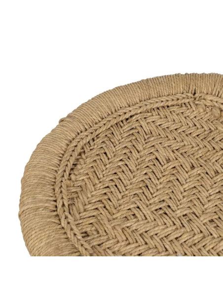 Pouf Rond En Bambou Et Fibre Naturelle Lot De 2