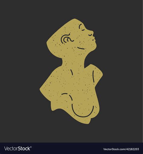 Abstract Bold Female Bust Sculpture Naked Breast Vector Image