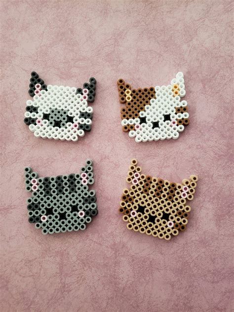 Cat Perler Bead Head Etsy Art Perle Billes De Fer Tissage De Perles