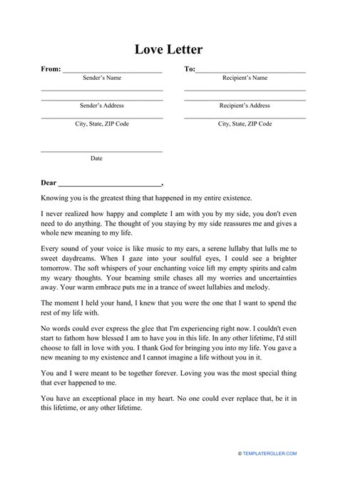 Love Letter Template Download Printable PDF | Templateroller