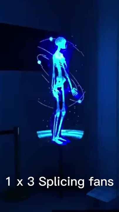 Naked Eye 3d Display 50cm 3D Hologram Projector Fan Stand 3 6 9 Splicing Led Holographic 3d Fan