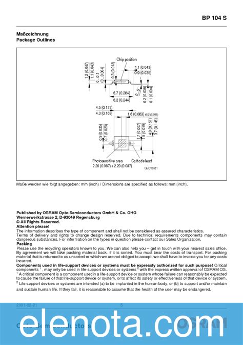 BP104 Datasheet PDF (99 KB) Infineon | Pobierz z Elenota.pl