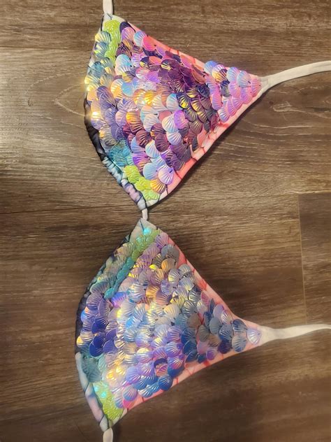 Adjustable Mermaid Scale Bikini Top One Size Fits Most Etsy