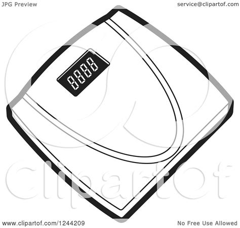 Clipart of a Black and White Digital Body Weight Scale - Royalty Free ...