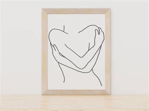 Naked Woman One Line Art Print Minimalist Line Art Drawing Etsy