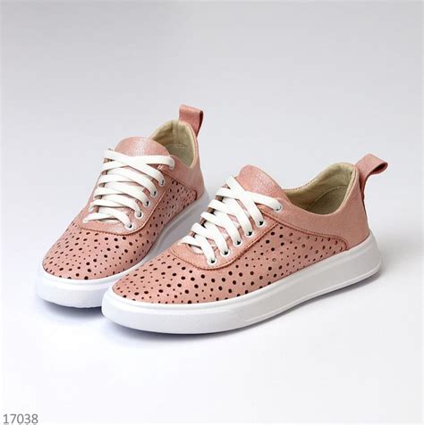 Кеды "lace", розовая, натуральная кожа с перфорацией — цена 1479 грн в ...