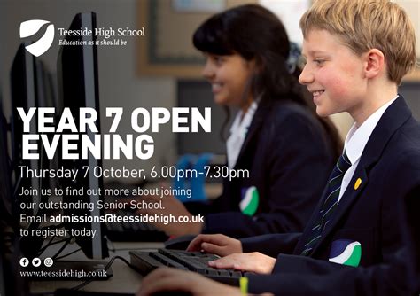 Ths Year 7 Open Evening Thursday 7 October Teesside High School