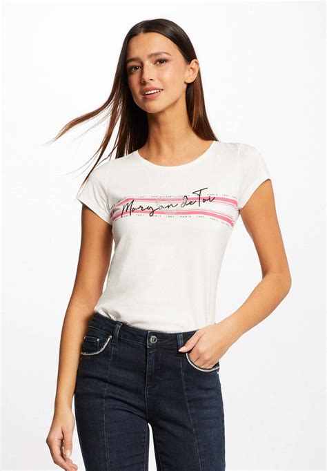 Morgan Short Sleeved With Message T Shirt Print Neon Pink Neonroze