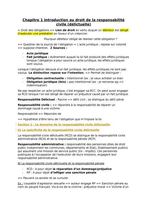 DRC Introduction droit de la responsabilité civile délictuelle