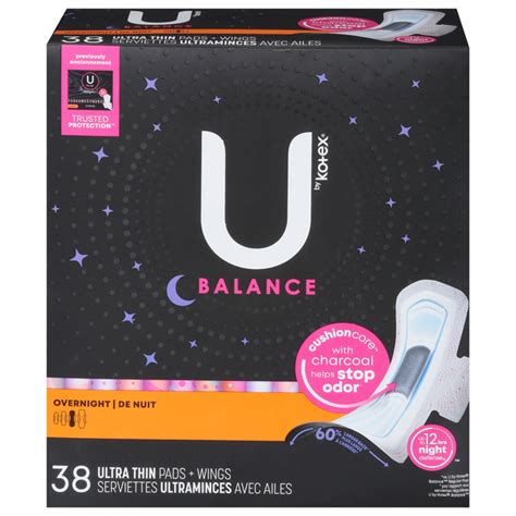 Save On U By Kotex Balance Overnight Ultra Thin Pads With Wings Order