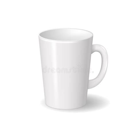 Realistic Isolated White Ceramic Cup With Shadows Template For Brand