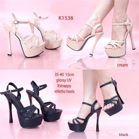 Jual Sepatu High Heels 15cm 2warna Fashion Import Stiletto Hitam Nude Party Pesta KY1538