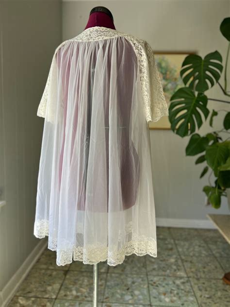 60s Shadowline White Lace Lingerie Peignoir Jacket Gem