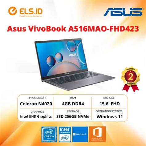 Jual Laptop Asus VivoBook A516MAO FHD423 Celeron N4020 4GB SSD 256GB 15