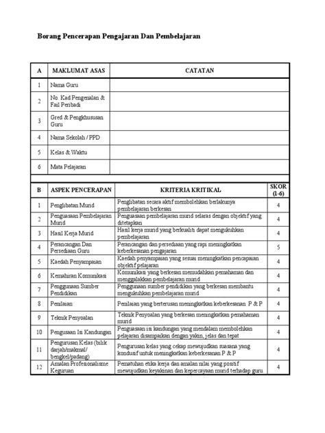 Borang Pencerapan Pdpc Pdf