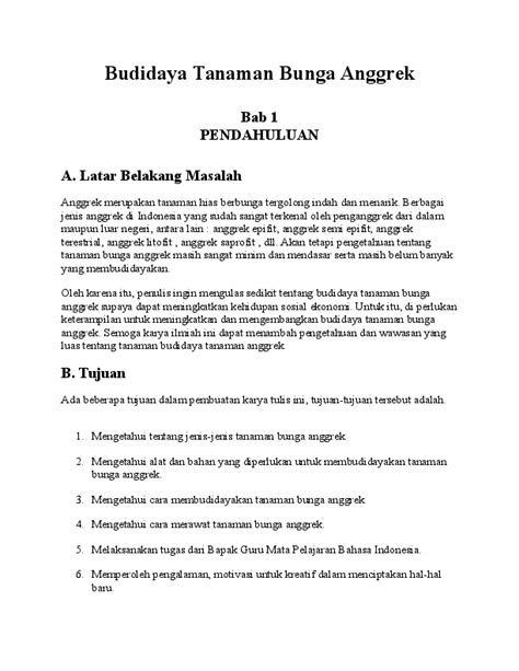 Catat Contoh Proposal Budidaya Tanaman Hias Anggrek Kekinian