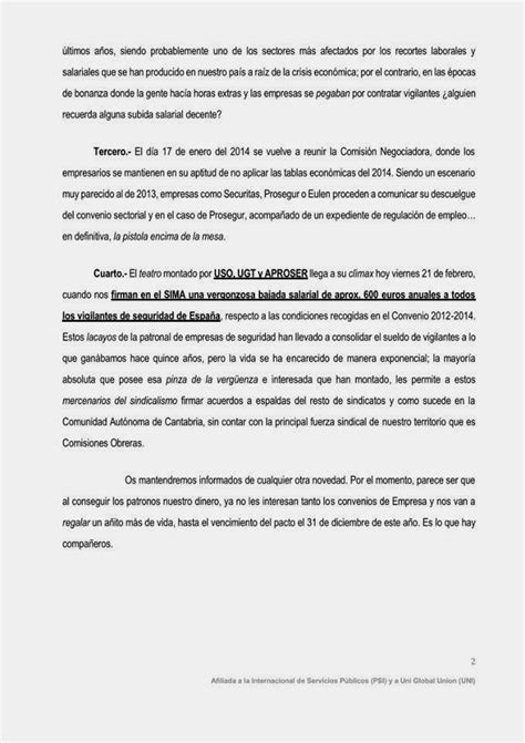 Sección Sindical Securitas Barcelona Comunicado CCOO Cantabria pacto