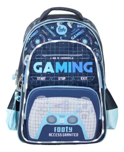 Mochila Gaming Con Luz Espalda 18 Footy Legitima F3263 Color Azul