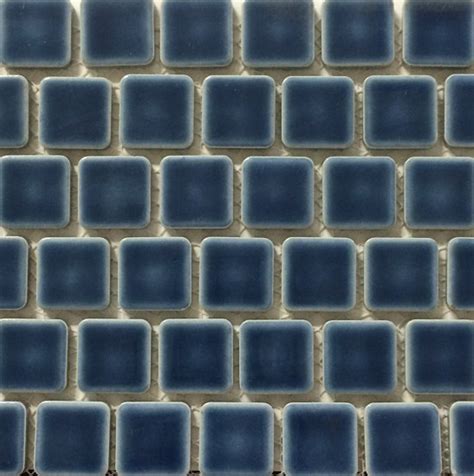 X Navy Blue Glazed Porcelain Mosaic Tile For Swimming Pool Waterline Tile