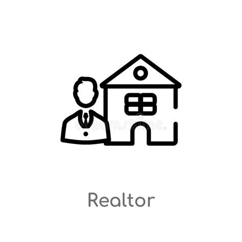 Outline Realtor Vector Icon Isolated Black Simple Line Element