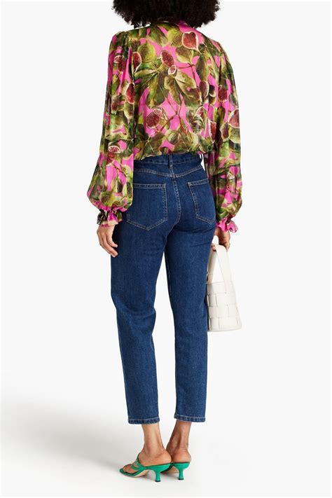 Dolce Gabbana Pussy Bow Printed Silk Chiffon Blouse The Outnet