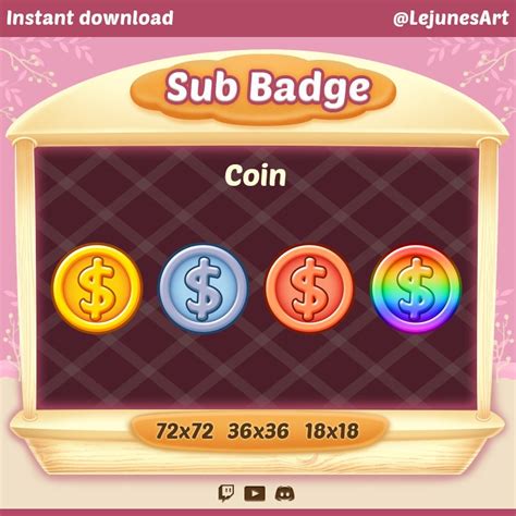 Coin Twitch Emote Channel Point Badges Kawaii Streamer Etsy