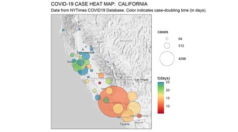 [OC] Updated California COVID-19 Cases. Circle indicates number of ...