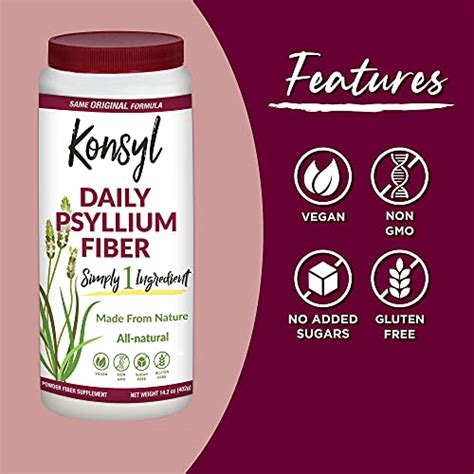 Konsyl Daily Psyllium Fiber Psyllium Husk Daily Fiber Supplement Powder All Natural Soluble