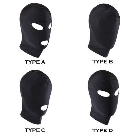 Adult Unisex Blindfold Face Cover Spandex Open Eye Mouth Hood Mask Cosplay Lingerie Headgear