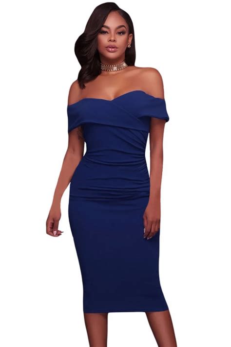 New Arrival Off The Shoulder Wholesale Cheap Bodycon Midi Dress