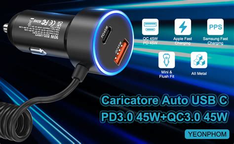 Caricatore Auto Usb C W Accendisigari Usb Pd W Qc W