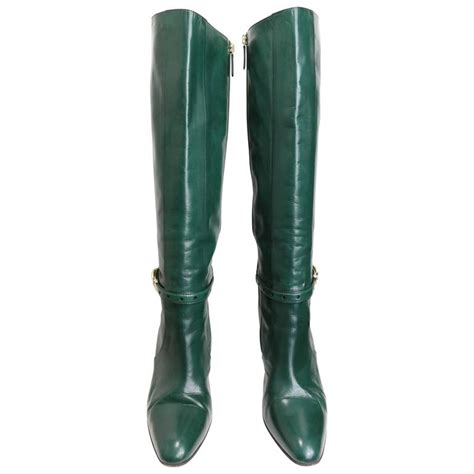 Gucci Green Leather Boots At 1stdibs Gucci Cowboy Boots