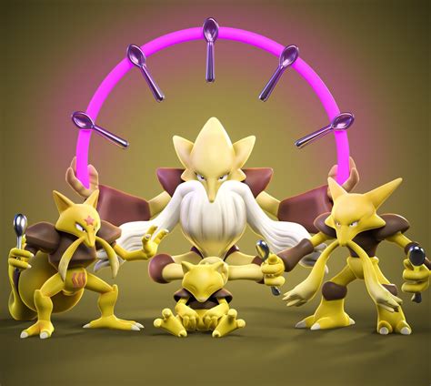 3d Model Stl Scaled Abra Evolution Line Stl Digital File Etsy