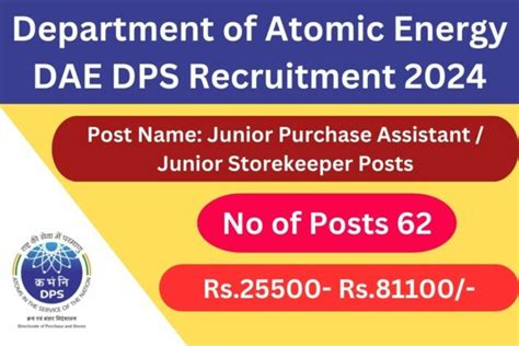 DAE DPS Recruitment 2024 62 JPA JSK Posts Apply Now Tamilanguide