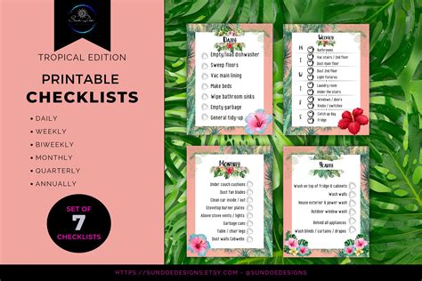 Ultimate Tropical Cleaning Checklist, Tropical Planner, Beachy ...