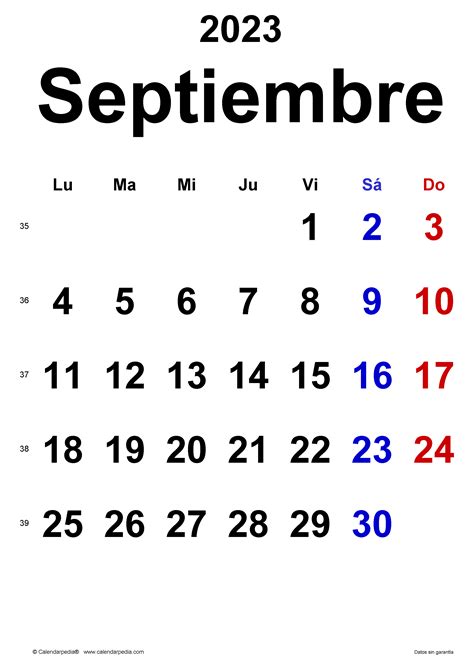 Calendario Septiembre 2023 El Calendario Septiembre Para Imprimir ...