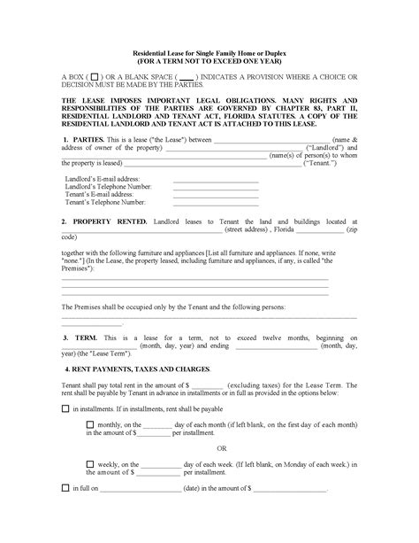 Free Florida Lease Agreement Templates 9 Pdf Word Eforms